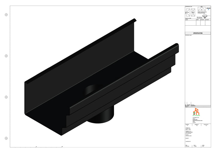 Aluminium Cranked Gutter - Type 11 - Centre Spout - 63 Dia