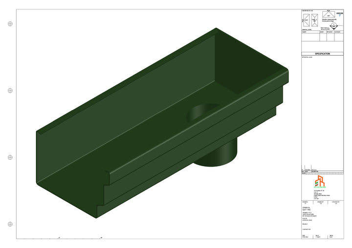 Aluminium Cranked Gutter - Type 11 - End Spout - 63 Dia