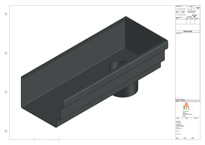 Aluminium Cranked Gutter - Type 11 - End Spout - 63 Dia
