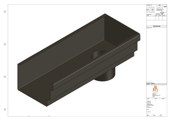 Aluminium Cranked Gutter - Type 11 - End Spout - 63 Dia