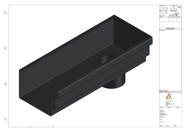 Aluminium Cranked Gutter - Type 11 - End Spout - 63 Dia