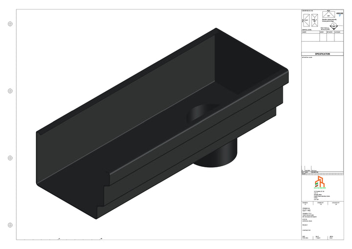 Aluminium Cranked Gutter - Type 11 - End Spout - 63 Dia