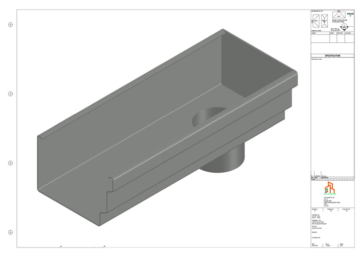 Aluminium Cranked Gutter - Type 11 - End Spout - 63 Dia