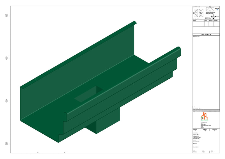 Aluminium Cranked Gutter - Type 11 - Centre Spout - 63 Sq