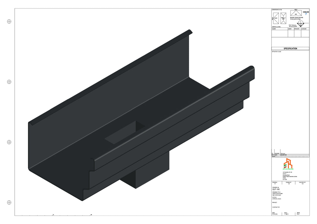 Aluminium Cranked Gutter - Type 11 - Centre Spout - 63 Sq