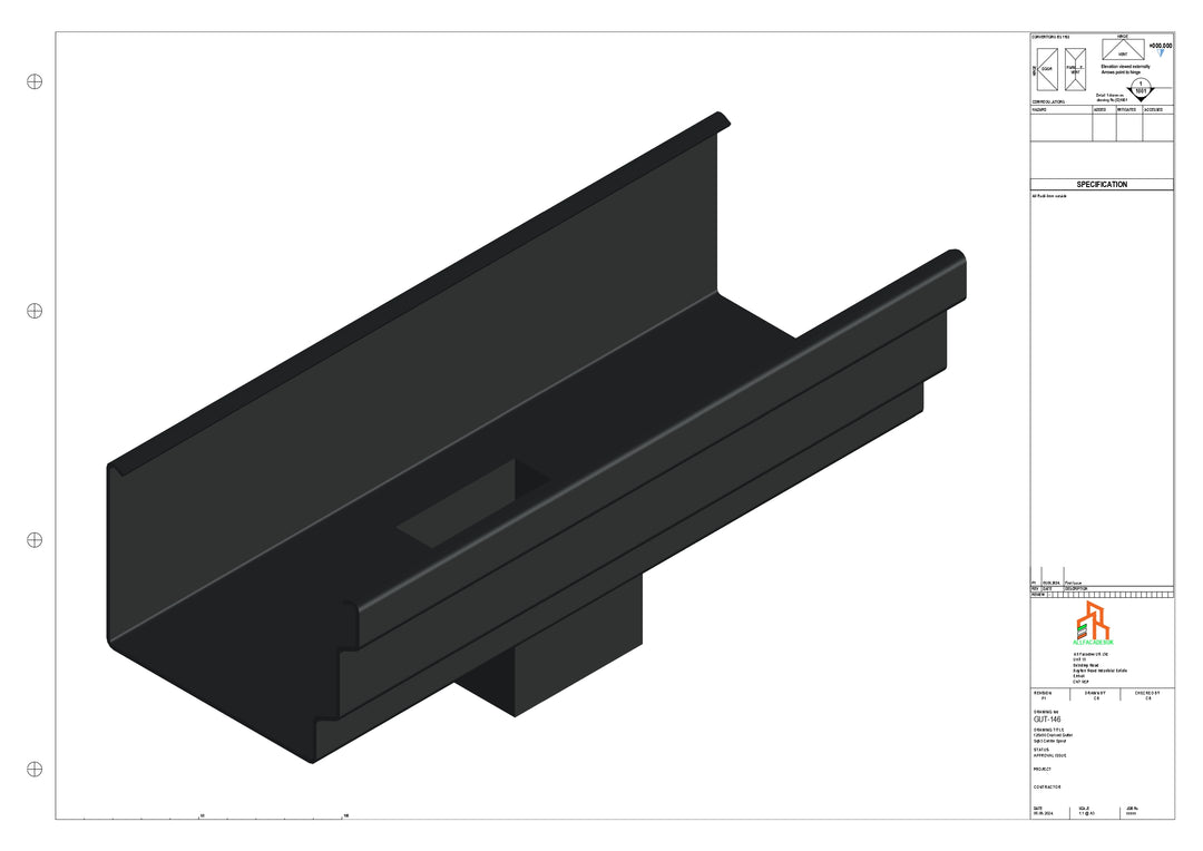 Aluminium Cranked Gutter - Type 11 - Centre Spout - 63 Sq