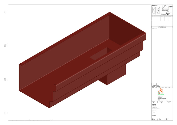 Aluminium Cranked Gutter - Type 11 - End Spout - 76 Sq