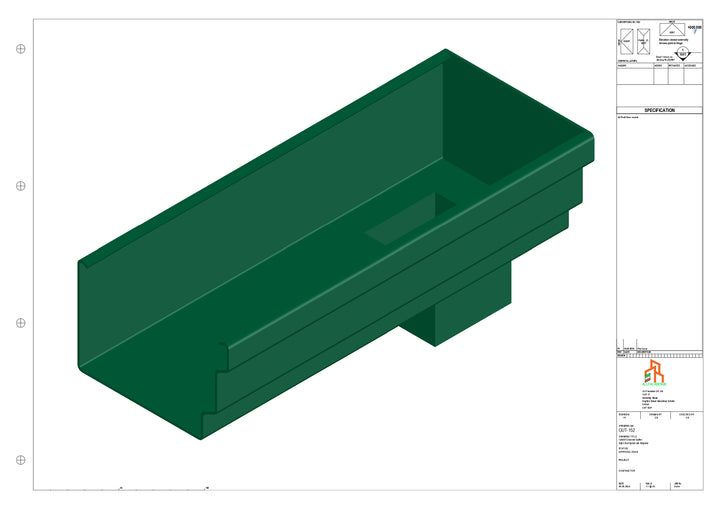 Aluminium Cranked Gutter - Type 11 - End Spout - 76 Sq