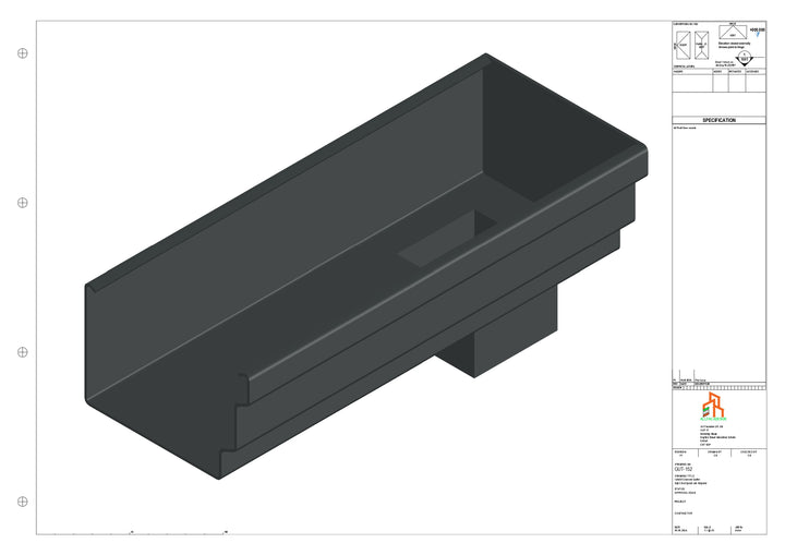 Aluminium Cranked Gutter - Type 11 - End Spout - 76 Sq