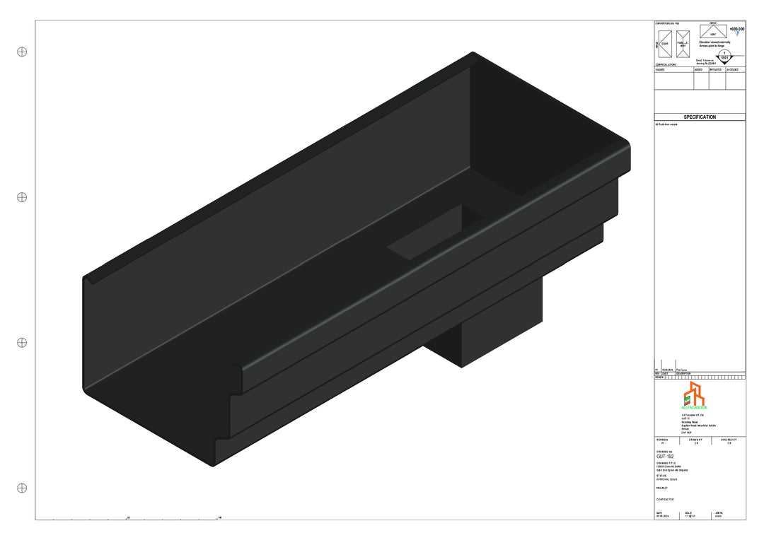 Aluminium Cranked Gutter - Type 11 - End Spout - 76 Sq