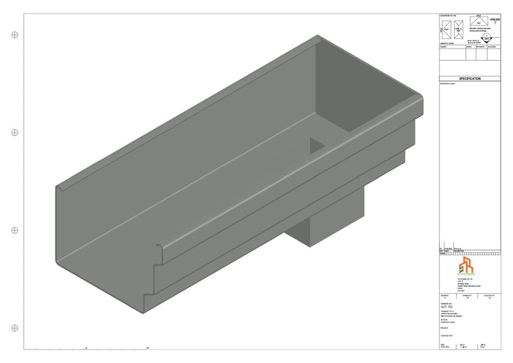 Aluminium Cranked Gutter - Type 11 - End Spout - 76 Sq