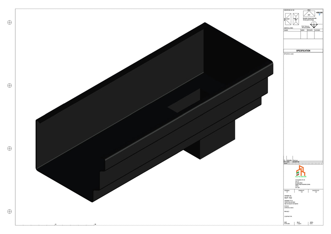 Aluminium Cranked Gutter - Type 11 - End Spout - 76 Sq