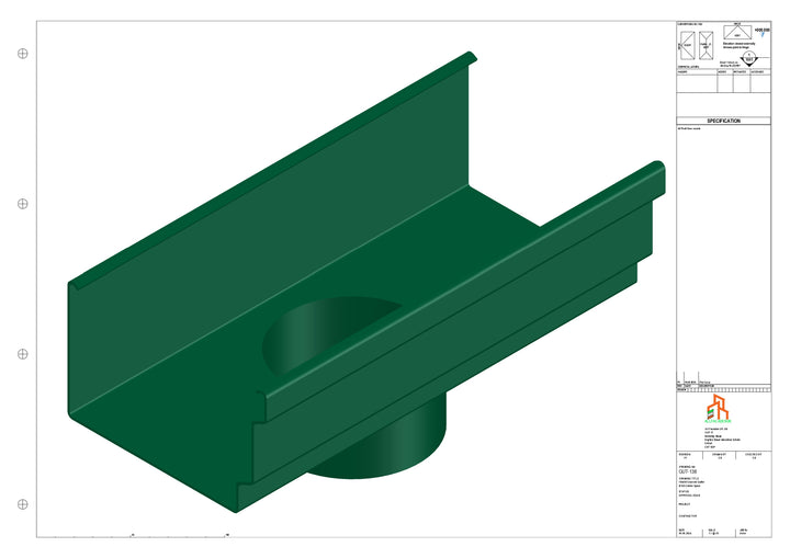 Aluminium Cranked Gutter - Type 12 - Centre Spout - 63 Dia