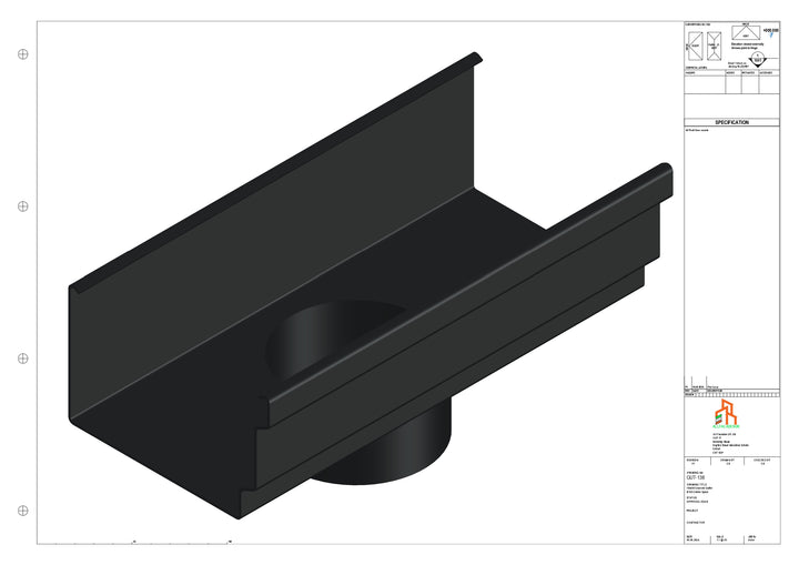 Aluminium Cranked Gutter - Type 12 - Centre Spout - 76 Dia