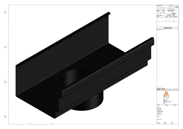 Aluminium Cranked Gutter - Type 12 - Centre Spout - 76 Dia