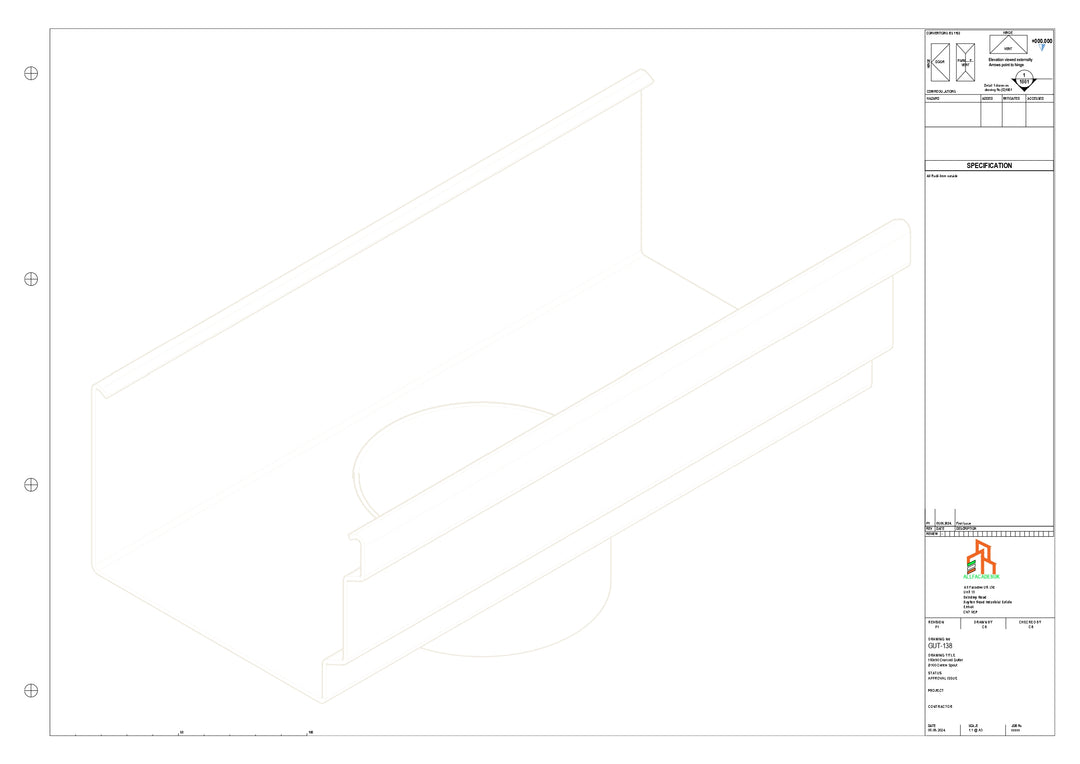 Aluminium Cranked Gutter - Type 12 - Centre Spout - 76 Dia