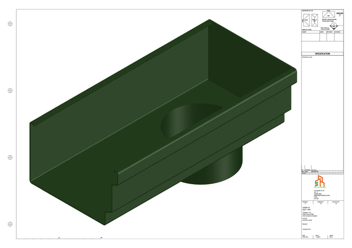Aluminium Cranked Gutter - Type 12 - End Spout - 76 Dia