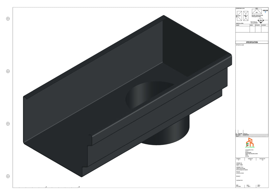Aluminium Cranked Gutter - Type 12 - End Spout - 76 Dia