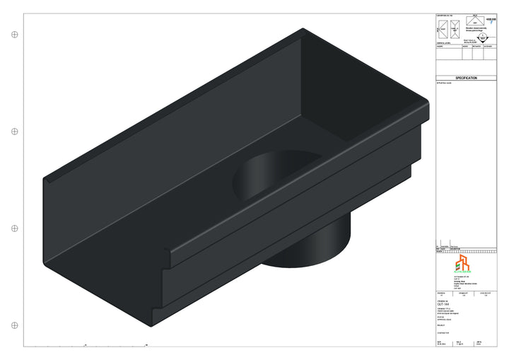 Aluminium Cranked Gutter - Type 12 - End Spout - 100 Dia