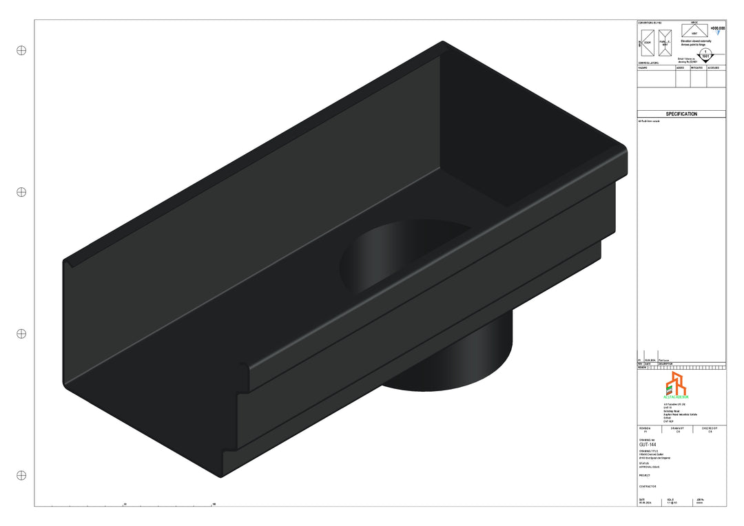 Aluminium Cranked Gutter - Type 12 - End Spout - 100 Dia