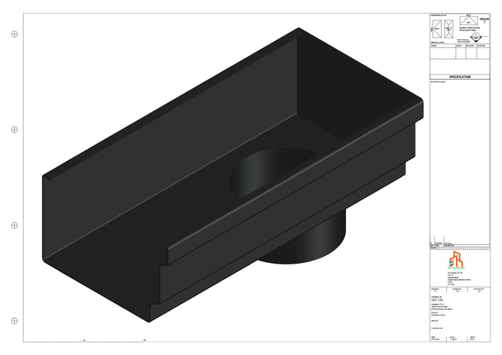 Aluminium Cranked Gutter - Type 12 - End Spout - 100 Dia