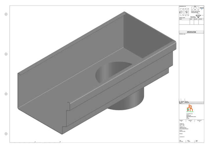 Aluminium Cranked Gutter - Type 12 - End Spout - 100 Dia