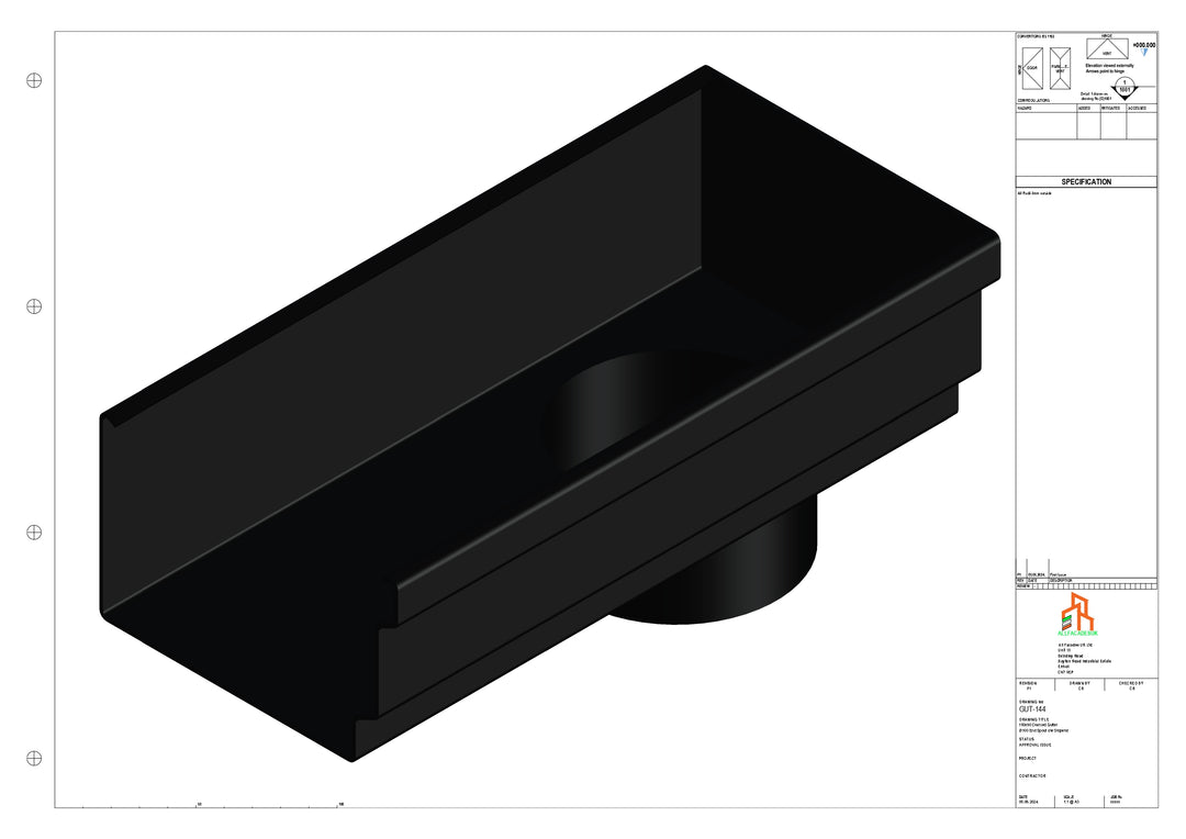 Aluminium Cranked Gutter - Type 12 - End Spout - 76 Dia