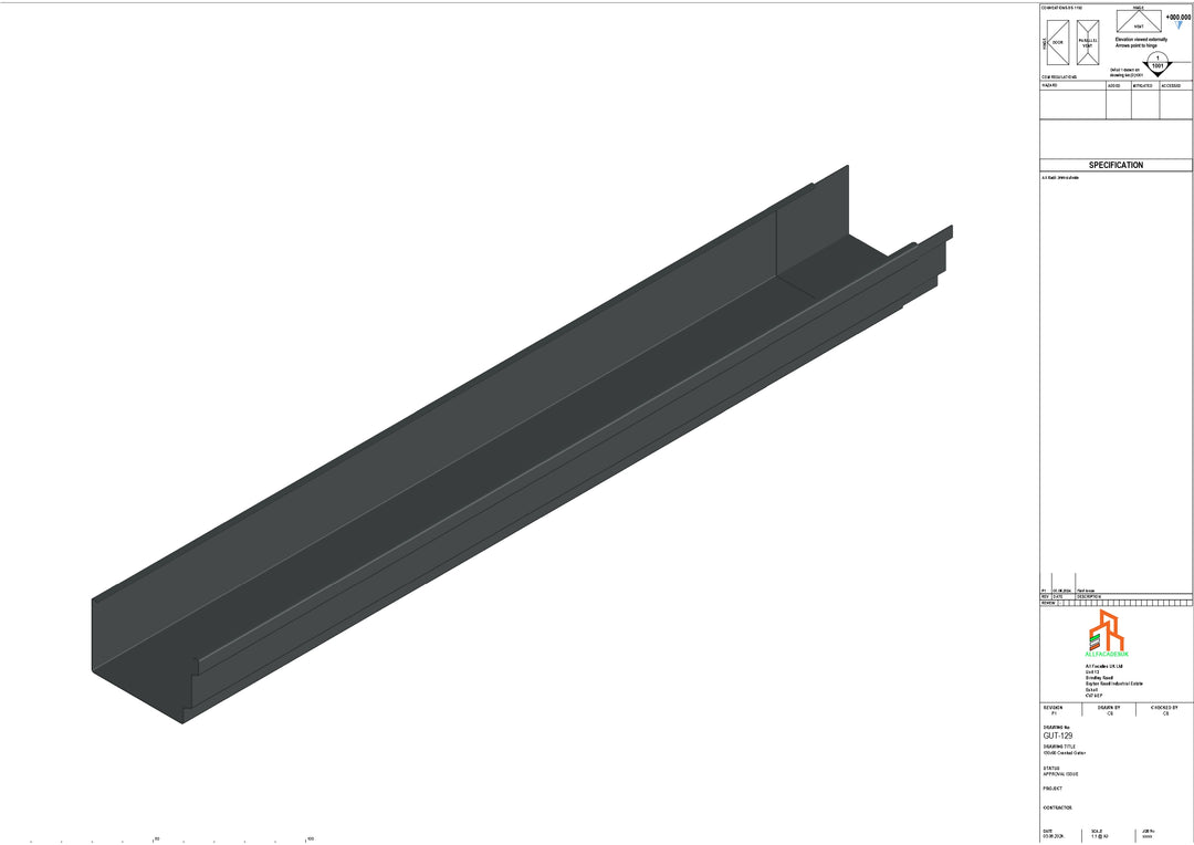 Aluminium Cranked Gutter - Type 12 - 3M Length
