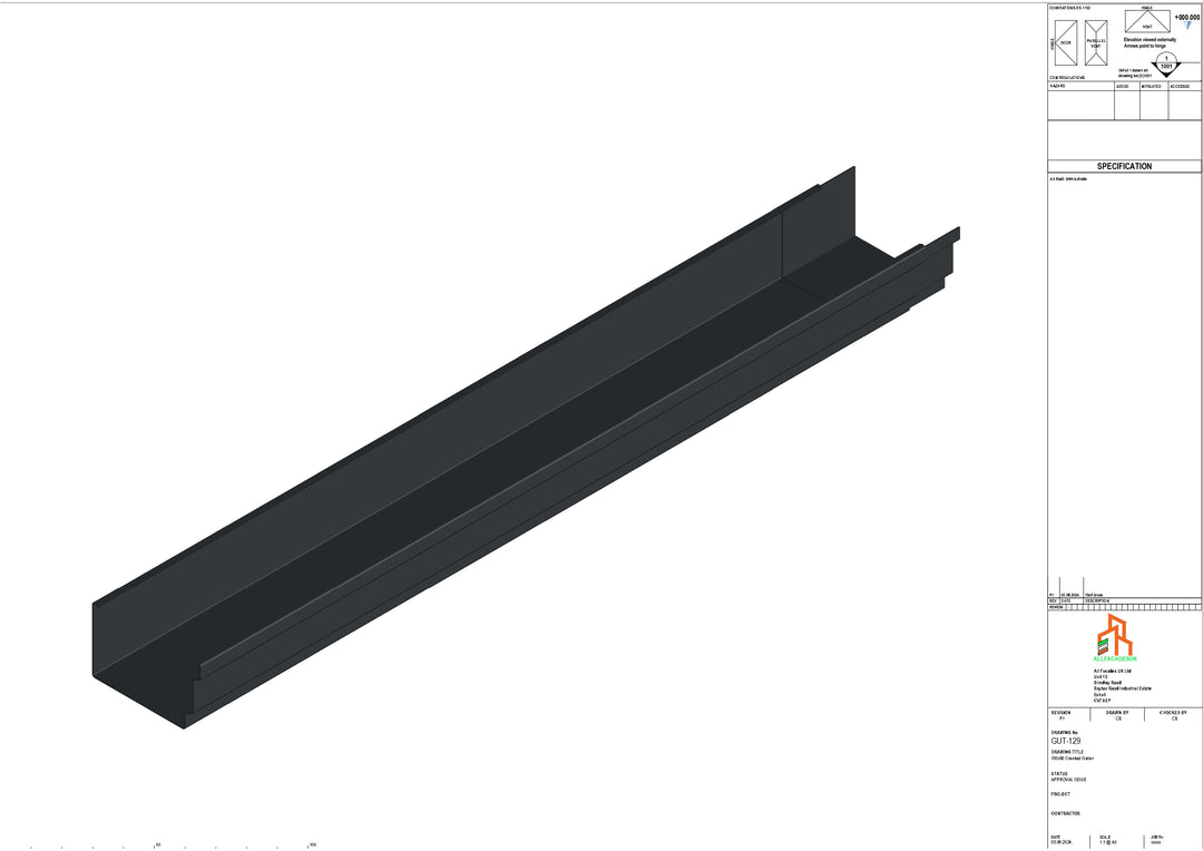 Aluminium Cranked Gutter - Type 12 - 3M Length