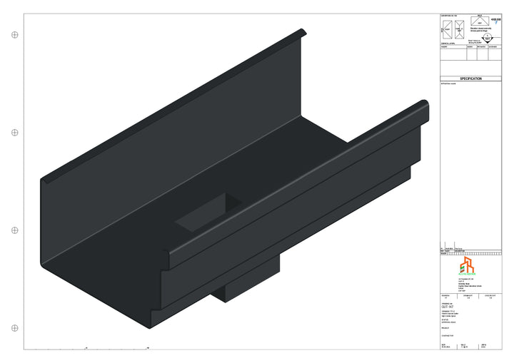 Aluminium Cranked Gutter - Type 12 - Centre Spout - 63 Sq