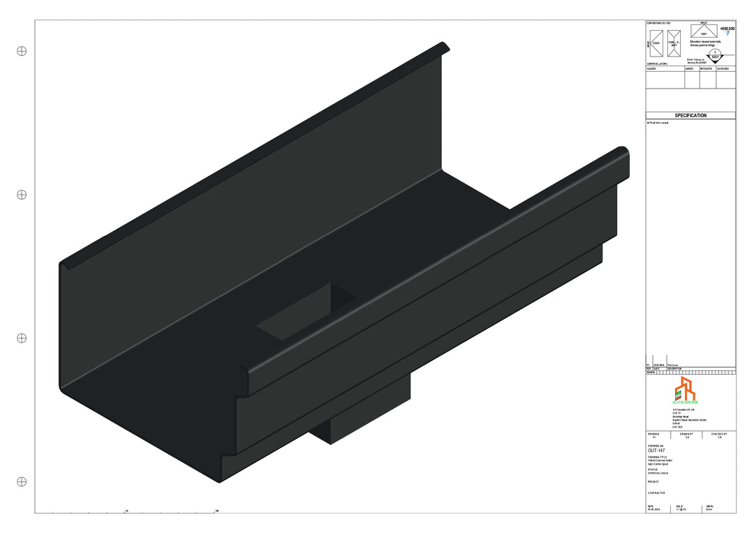 Aluminium Cranked Gutter - Type 12 - Centre Spout - 63 Sq
