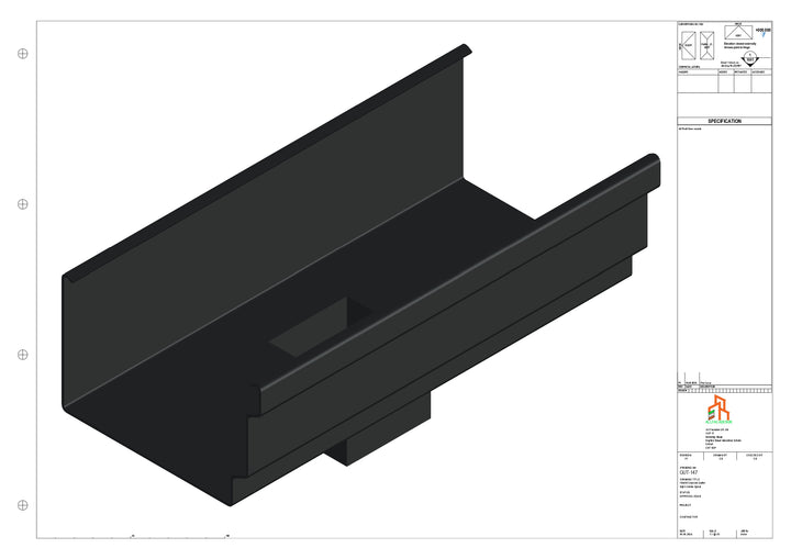 Aluminium Cranked Gutter - Type 12 - Centre Spout - 100 Sq