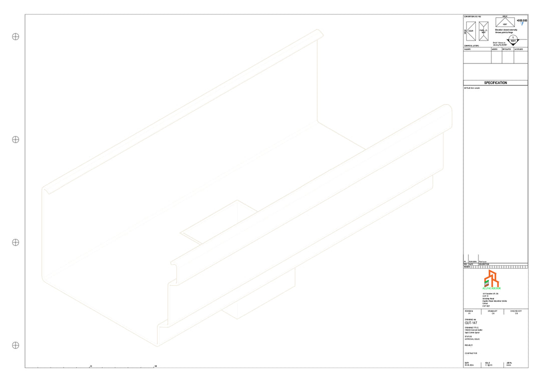 Aluminium Cranked Gutter - Type 12 - Centre Spout - 63 Sq