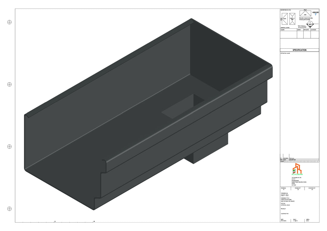 Aluminium Cranked Gutter - Type 12 - End Spout - 63 Sq