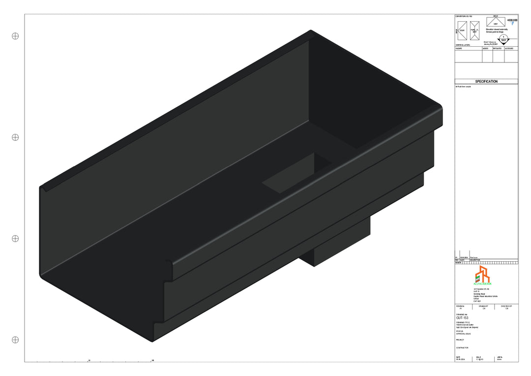 Aluminium Cranked Gutter - Type 12 - End Spout - 63 Sq