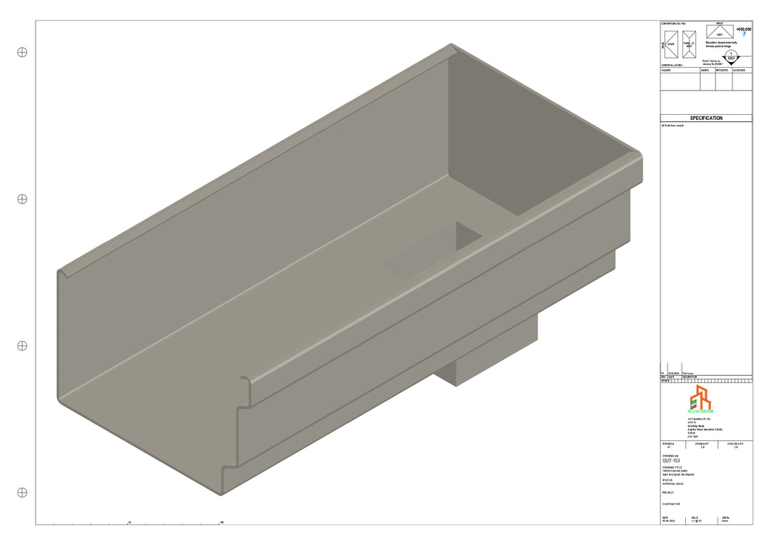 Aluminium Cranked Gutter - Type 12 - End Spout - 63 Sq