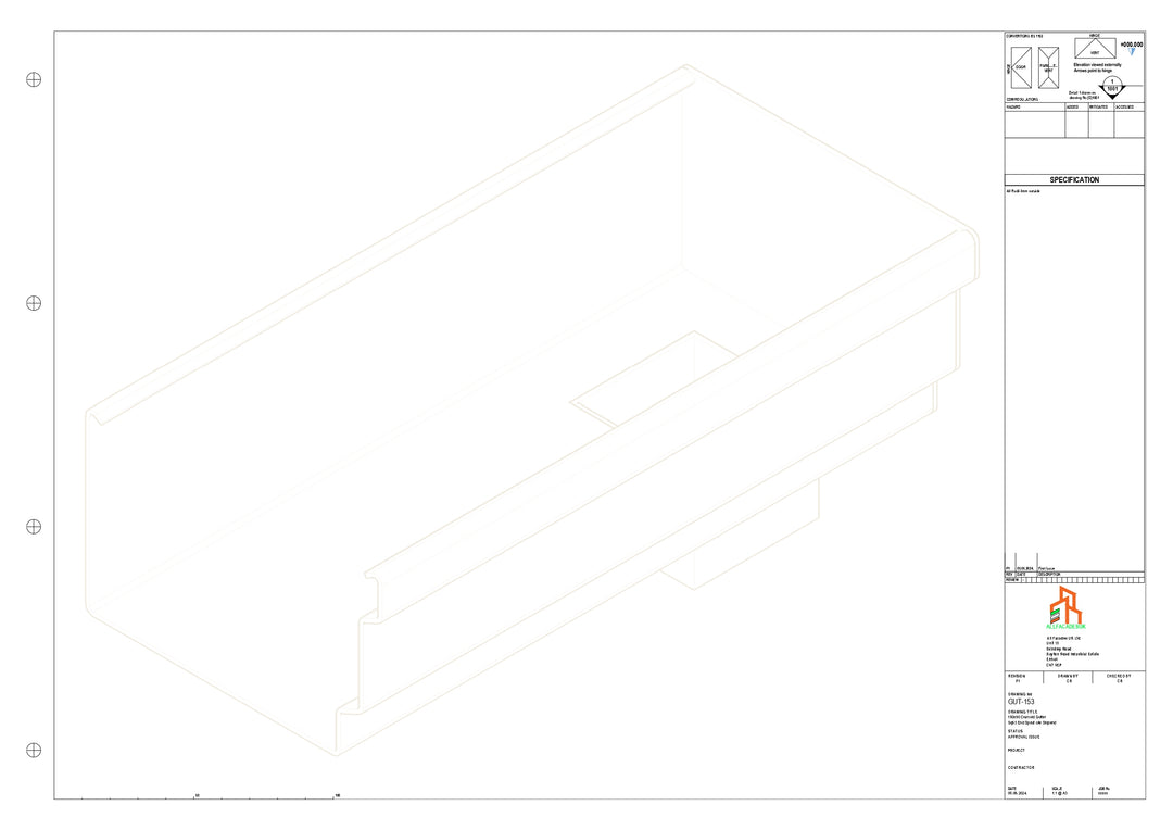 Aluminium Cranked Gutter - Type 12 - End Spout - 100 Sq