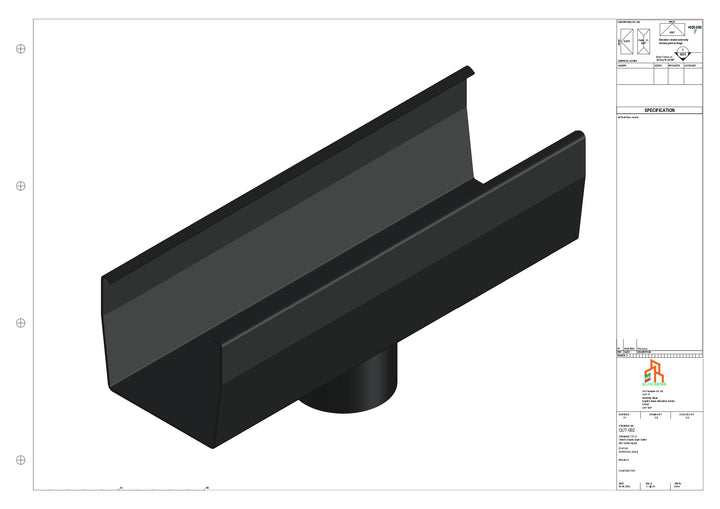 Aluminium Double Slope Gutter - Type 7 - Centre Spout - 63 Dia
