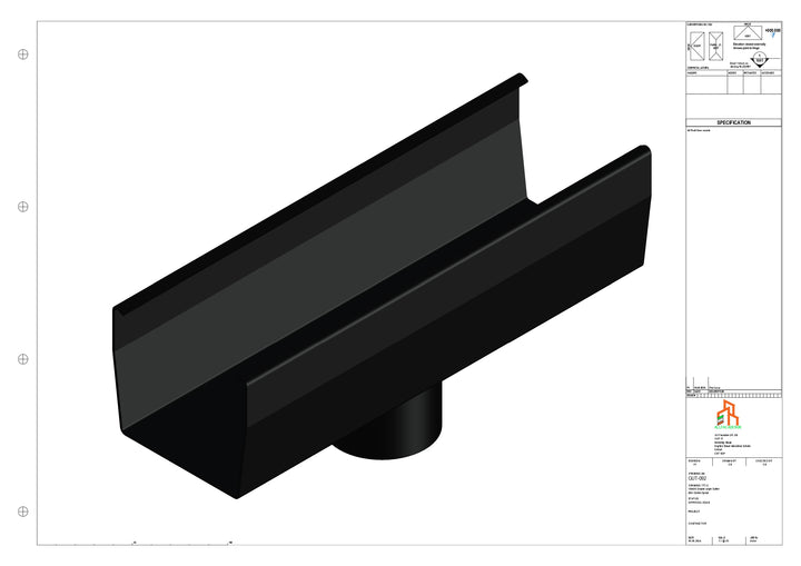 Aluminium Double Slope Gutter - Type 7 - Centre Spout - 63 Dia