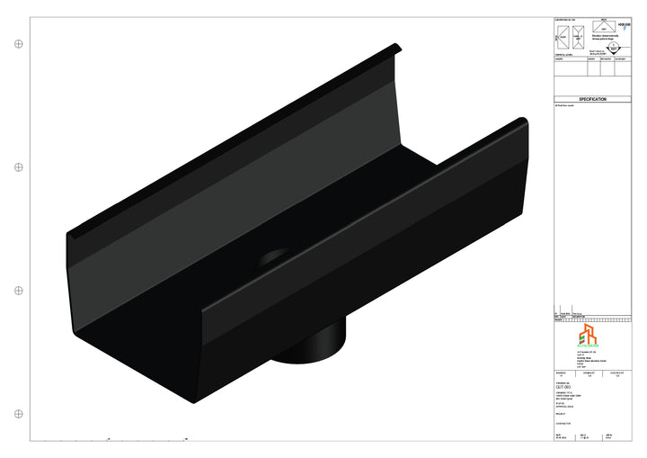 Aluminium Double Slope Gutter - Type 8 - Centre Spout - 76 Dia