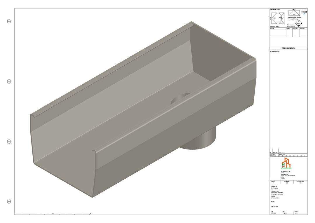 Aluminium Double Slope - Type 8 - End Spout - 63 Dia