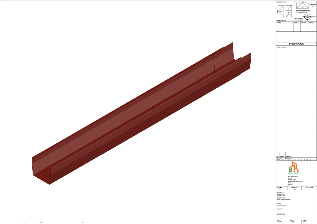 Aluminium Double Slope Gutter - Type 7 - 3M Length