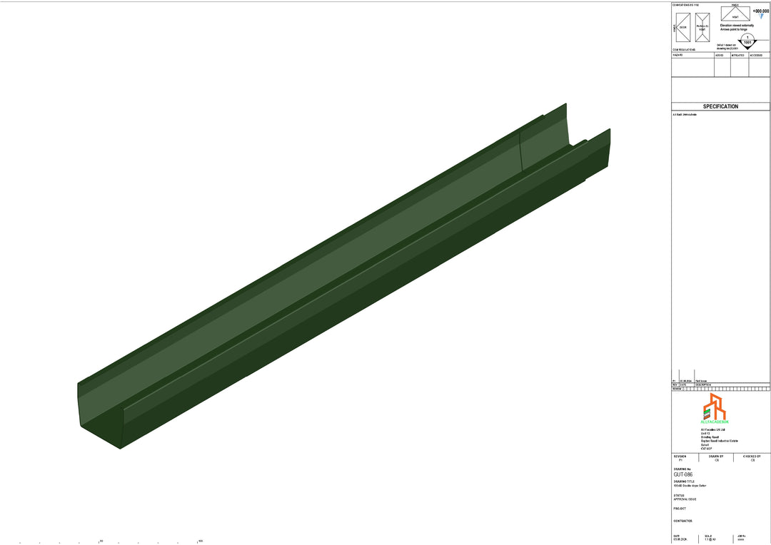 Aluminium Double Slope Gutter - Type 7 - 3M Length