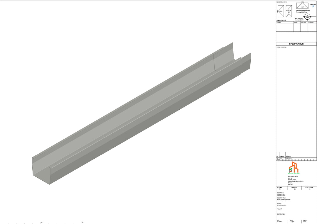 Aluminium Double Slope Gutter - Type 7 - 3M Length