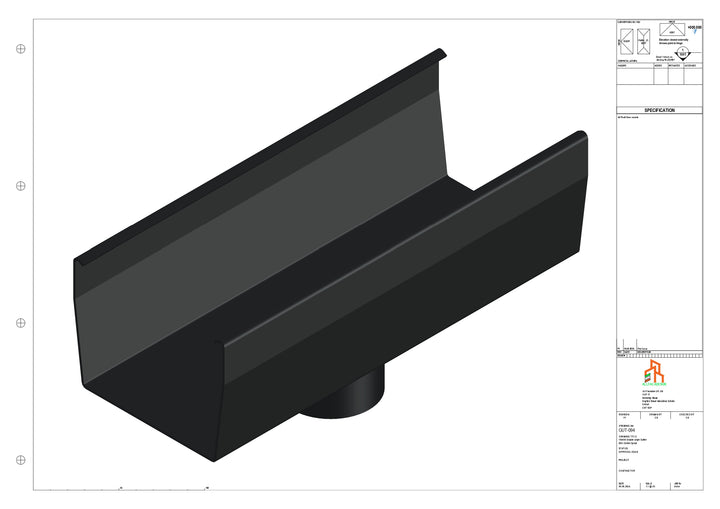 Aluminium Double Slope Gutter - Type 9 - Centre Spout - 76 Dia