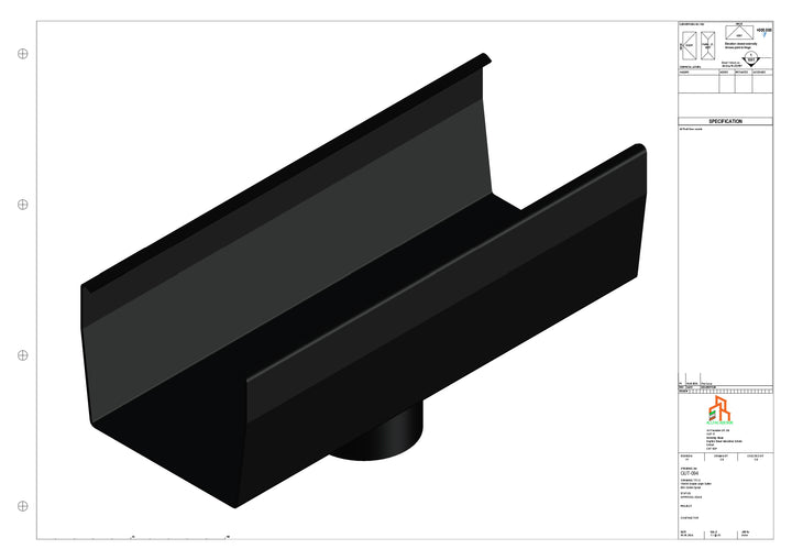 Aluminium Double Slope Gutter - Type 9 - Centre Spout - 76 Dia