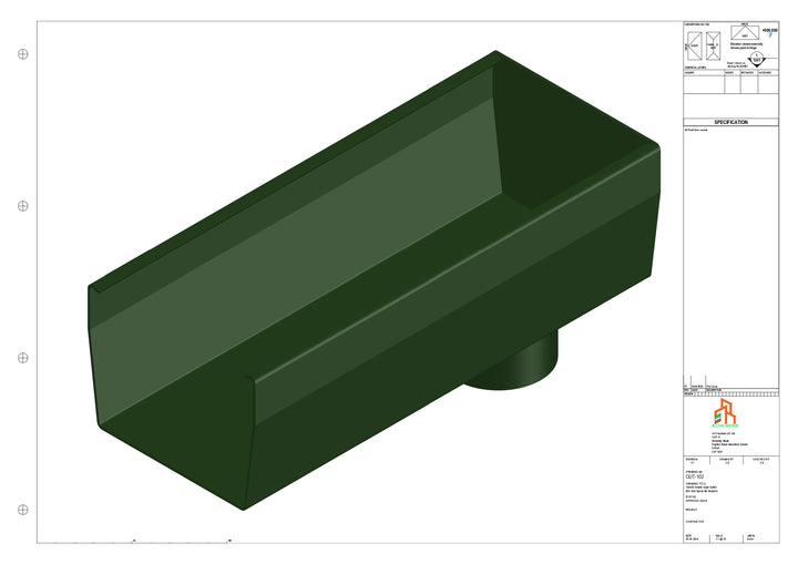 Aluminium Double Slope - Type 9 - End Spout - 100 Dia