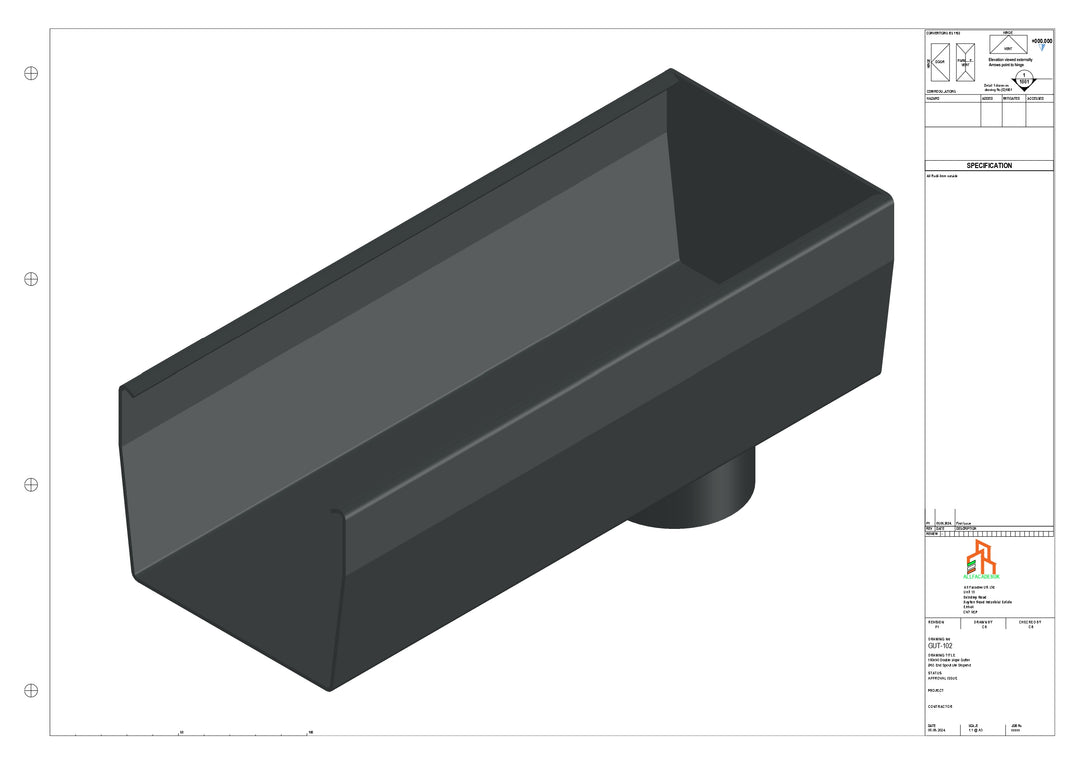 Aluminium Double Slope - Type 9 - End Spout - 76 Dia