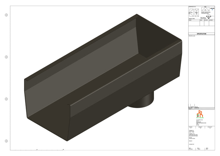 Aluminium Double Slope - Type 9 - End Spout - 100 Dia