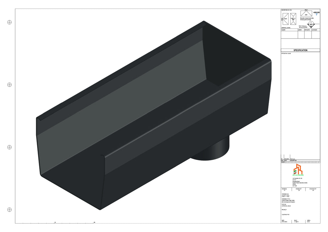 Aluminium Double Slope - Type 9 - End Spout - 63 Dia